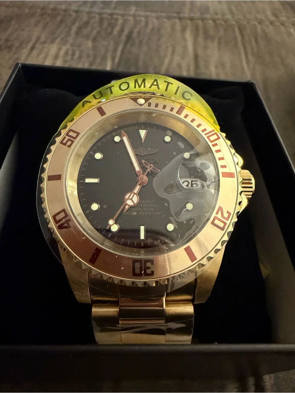 Invicta Gold Tone Men's Automatic Diver Watch - Black Dial